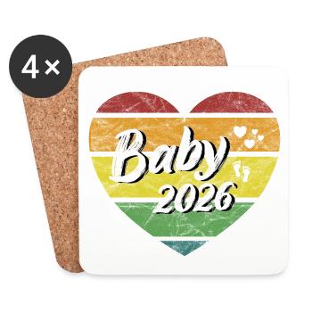 Bébé 2026 nouveau-né grossesse rétro - Dessous de verre (lot de 4) - blanc - Devant