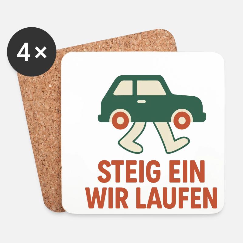 Steig ein, wir laufen - Untersetzer (4er-Set) - Weiß