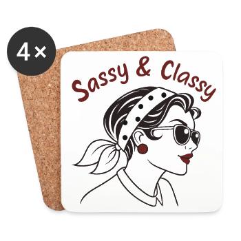 T-Shirt „Sassy and Classy“ – Chic Bold - Untersetzer (4er-Set) - Weiß - Vorne