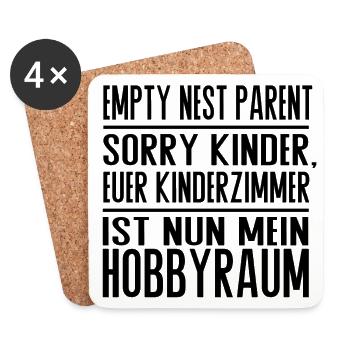 Empty Nest Parent – Kinderzimmer jetzt Hobbyraum - Untersetzer (4er-Set) - Weiß - Vorne