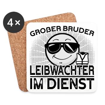 Großer Bruder Leibwächter im Dienst - Untersetzer (4er-Set) - Weiß - Vorne
