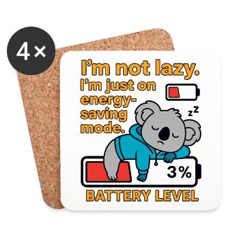 Koala in energy-saving mode - Coasters (set of 4) - white - Front