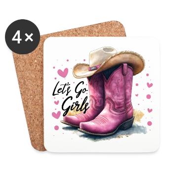 Lets Go Filles Western Rose Bottes Femmes Cadeau - Dessous de verre (lot de 4) - blanc - Devant