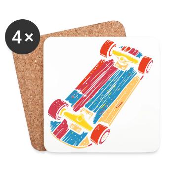 Skateboard Graphic Vintage Look - Coasters (set of 4) - white - Front