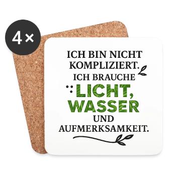 Ich brauche Licht Wasser Aufmerksamkeit - Untersetzer (4er-Set) - Weiß - Vorne