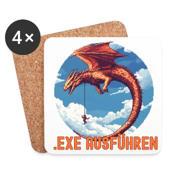 EXE AUSFÜHREN Drachen Admin IT Informatik Lustig - Untersetzer (4er-Set) - Weiß - Vorne