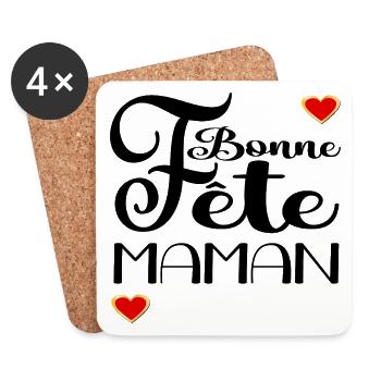 Bonne Fête Maman Amour - Dessous de verre (lot de 4) - blanc - Devant