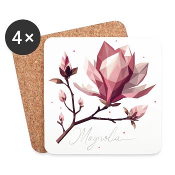 Magnolia Blossom in Polygon Look – Delicate Beauty - Coasters (set of 4) - white - Front