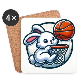 Cute basket hunter bunny - Coasters (set of 4) - white - Front