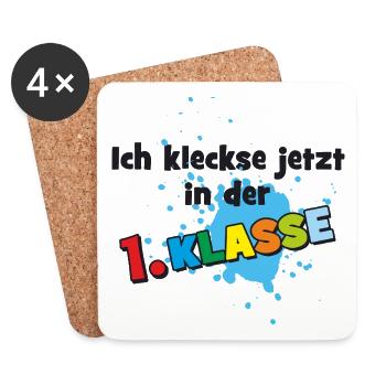 Ich kleckse jetzt in der 1. Klasse - Farbklecks  - Untersetzer (4er-Set) - Weiß - Vorne