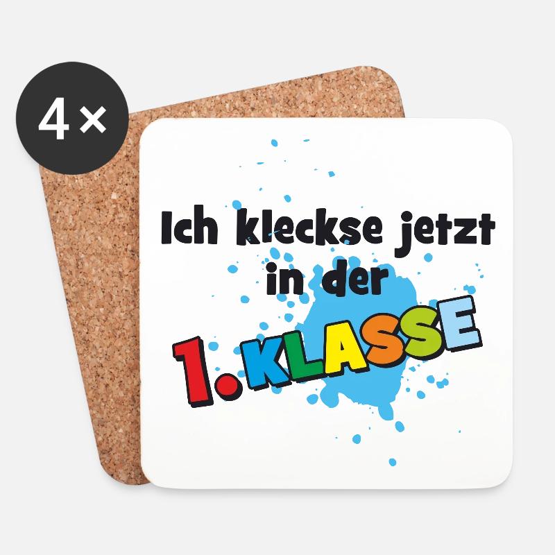 Ich kleckse jetzt in der 1. Klasse - Farbklecks  - Untersetzer (4er-Set) - Weiß