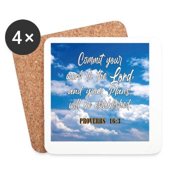 Proverbs16:3 - Coasters (set of 4) - white - Front