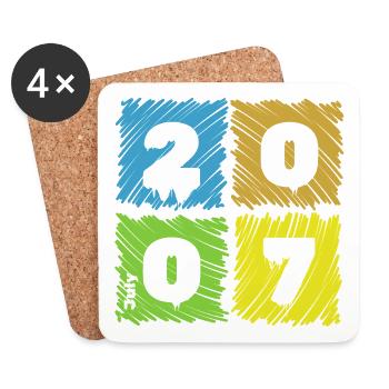 18. Geburtstag Farbige Patches since 07/2007 - Untersetzer (4er-Set) - Weiß - Vorne