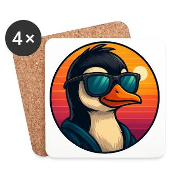 Cooler Pinguin Sonnenbrille Sommer Cartoon - Untersetzer (4er-Set) - Weiß - Vorne