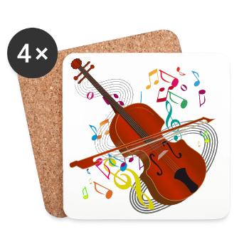Musik in Farben – Künstlerische Violine mit Noten - Untersetzer (4er-Set) - Weiß - Vorne