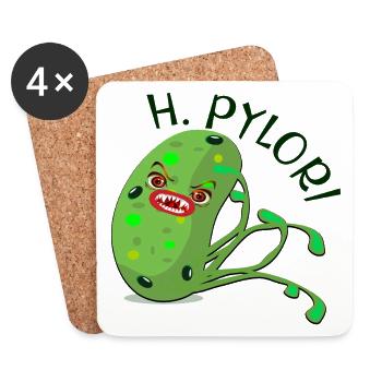 Helicobacter Pylori - Cartoon Gastroenterology - Coasters (set of 4) - white - Front