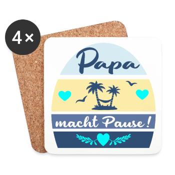 ABSCHIED PAUSE VATERTAG PAPA - Untersetzer (4er-Set) - Weiß - Vorne