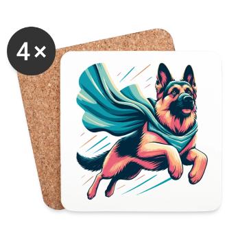 Super Dog German Shepherd Gift - Coasters (set of 4) - white - Front