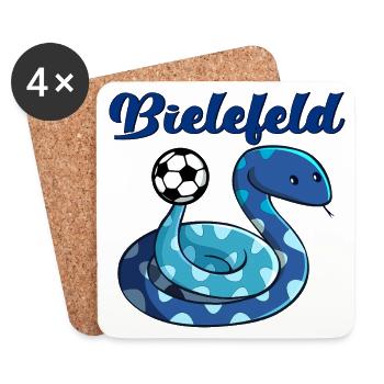 KINDER FUßBALL SCHLANGE BIELEFELD - Untersetzer (4er-Set) - Weiß - Vorne