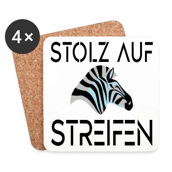 ZEBRA - STOLZ AUF STREIFEN - Untersetzer (4er-Set) - Weiß - Vorne