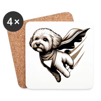 Super chien Maltipoo Moodle Multipoo Cape cadeau - Dessous de verre (lot de 4) - blanc - Devant