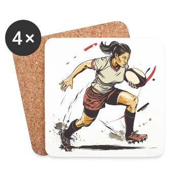 Female rugby player - Coasters (set of 4) - white - Front