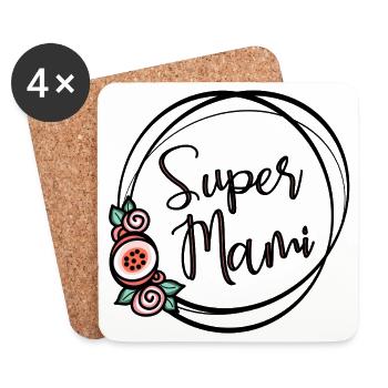 Super Mami - Untersetzer (4er-Set) - Weiß - Vorne