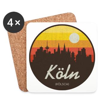 Vintage Cologne – Skyline - Kölsch - Coasters (set of 4) - white - Front