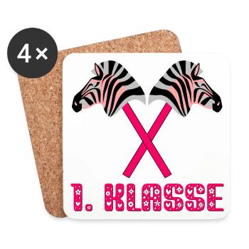 Steckenpferd Einschulung 1. Klasse - Hobby Horsing - Untersetzer (4er-Set) - Weiß - Vorne