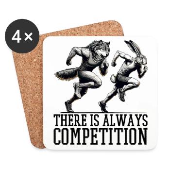 Competition Hare and Wolf Competition Gift - Coasters (set of 4) - white - Front