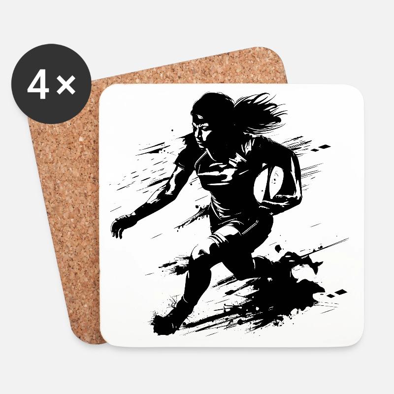 Rugby Spielerin - Untersetzer (4er-Set) - Weiß