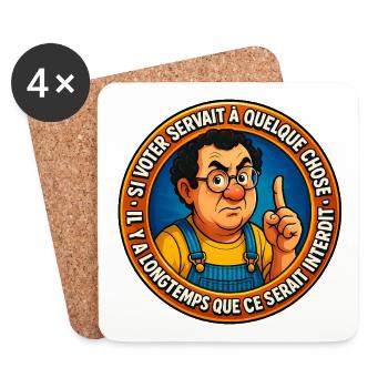 Vote inutile - Dessous de verre (lot de 4) - blanc - Devant