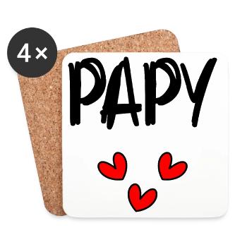 PAPY. PAPA. FÊTE DES PÈRES. BONNE FÊTE PAPA - Dessous de verre (lot de 4) - blanc - Devant