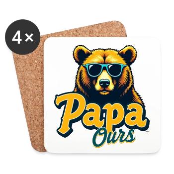 Papa Ours Lunettes Retro - Untersetzer (4er-Set) - Weiß - Vorne