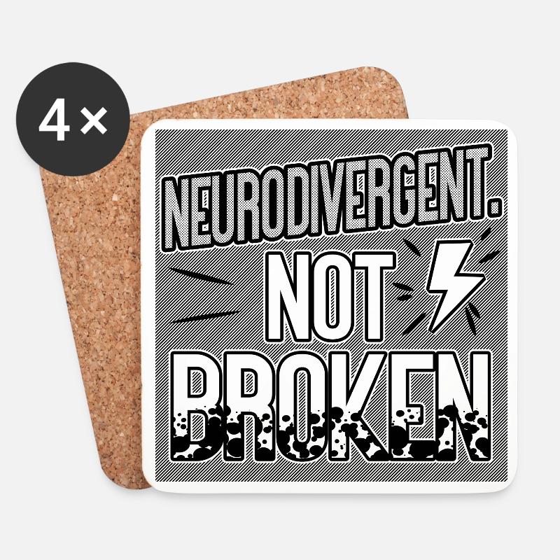 Neurodivergent Not Broken – Neurodiversity Pride - Untersetzer (4er-Set) - Weiß