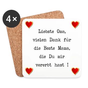 MUTTERTAG OMA MAMA PRÄGUNGEN - Untersetzer (4er-Set) - Weiß - Vorne