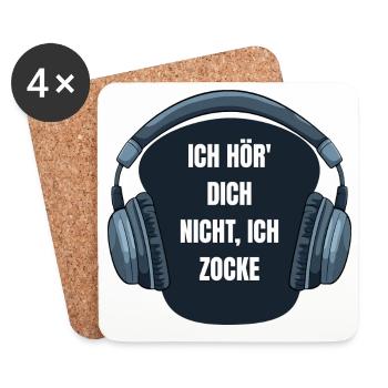 Gaming Ich hör dich nicht ich zocke Spruch - Untersetzer (4er-Set) - Weiß - Vorne