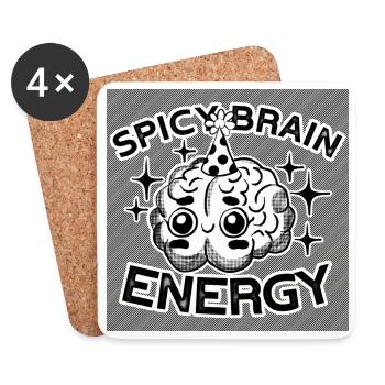 Spicy Brain Energy – mignon et chaotique ! - Dessous de verre (lot de 4) - blanc - Devant