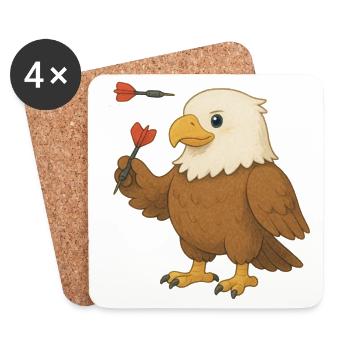 Aigle avec fléchettes - Dessous de verre (lot de 4) - blanc - Devant