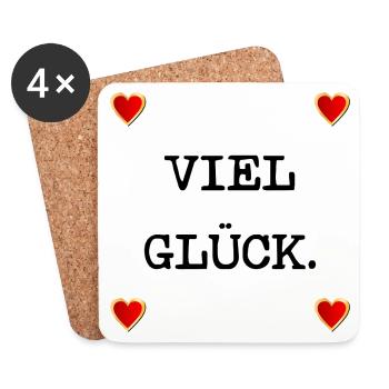 HERZ GLÜCKWÜNSCHE VIEL GLÜCK - Untersetzer (4er-Set) - Weiß - Vorne