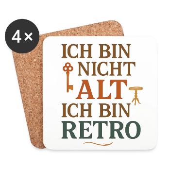 Ich bin nicht alt Retro - Untersetzer (4er-Set) - Weiß - Vorne