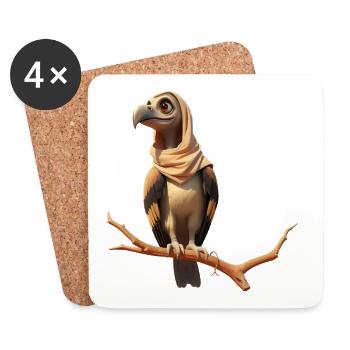 A bird with style and a touch of mystery - Coasters (set of 4) - white - Front