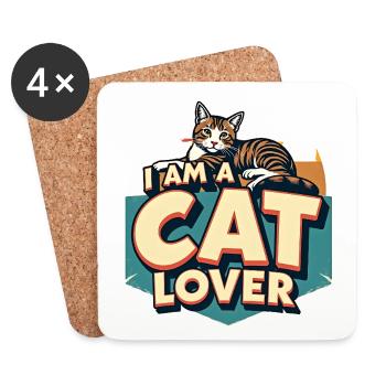 I am a Cat Lover - Coasters (set of 4) - white - Front