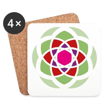 Yoga Mandala Energy Blossom Garden Meditation om - Coasters (set of 4) - white - Front
