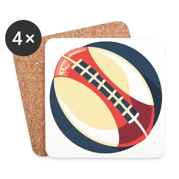 Rugby Ball Grafik - Untersetzer (4er-Set) - Weiß - Vorne