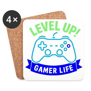 Level Up Gamer Life Controller - Coasters (set of 4) - white - Front