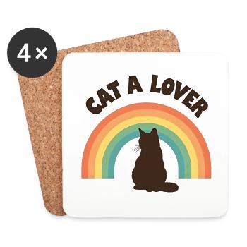 Rainbow Love Cat - Coasters (set of 4) - white - Front