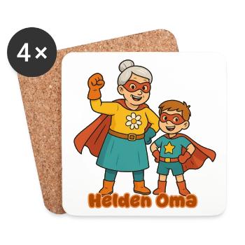 süßer Superhelden-Grandma & Enkel-Design - Untersetzer (4er-Set) - Weiß - Vorne