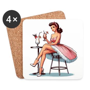 Femme Rockabilly Pina Colada Cadeau - Dessous de verre (lot de 4) - blanc - Devant