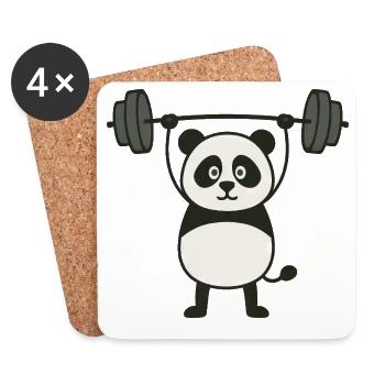 Drôle Panda Haltères Fitness Entraînement Musculation - Dessous de verre (lot de 4) - blanc - Devant